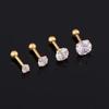 3Pcs/Set 3/4/6mm Simple Crystal Stainless Steel Stud Earrings for Women Men Vintage Geometric Piercing Earrings Y2K Jewelry Gift