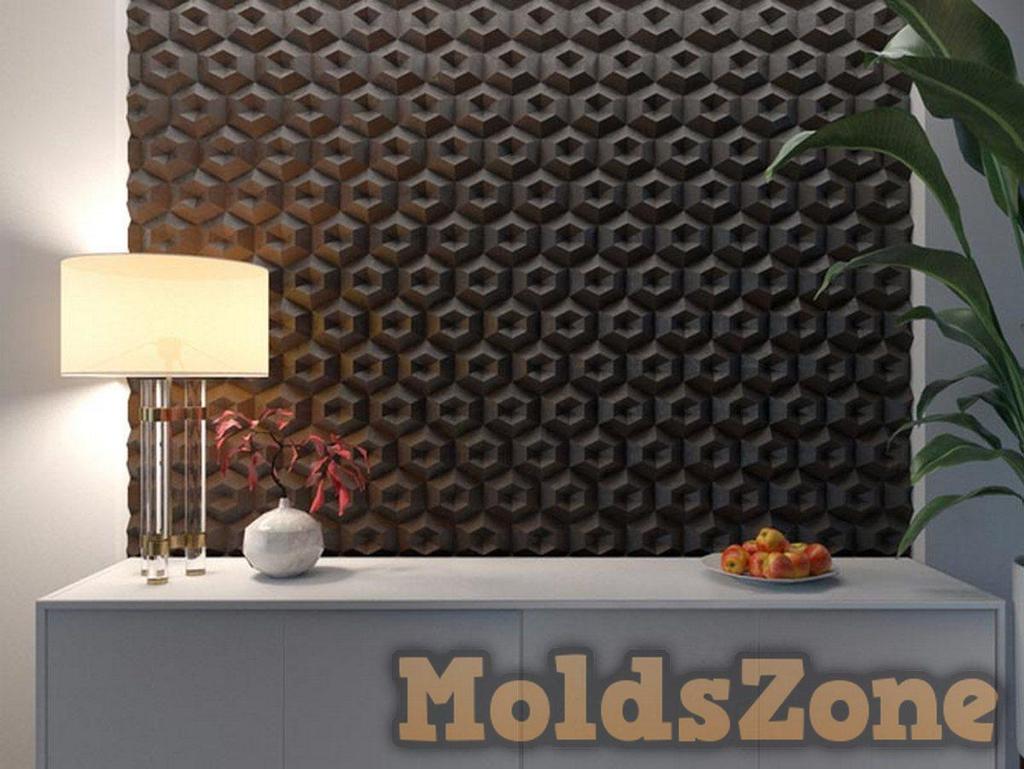 3D Wall Panel Mold for Gypsum, Plaster or Concrete Tile for Decorative Wall Panels 'Diamonds'