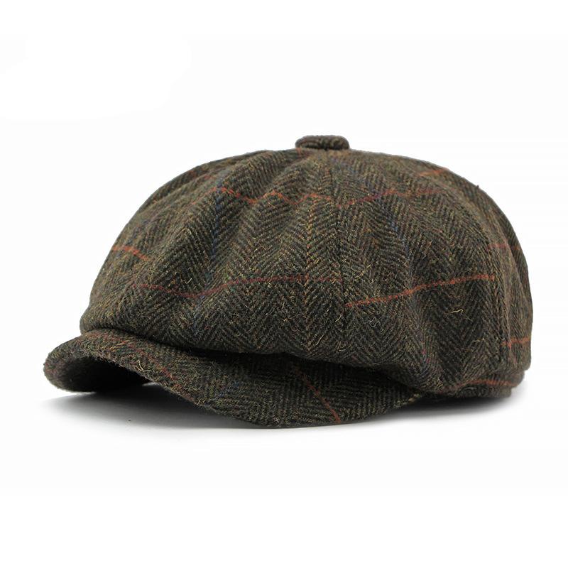 British Newsboy Caps Men Retro Octagonal Hat Women Autumn Winter Detective Cabbie Beret Hat Herringbone Tweed Driver Flat Cap