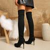 Fashion Pointed Toe Stiletto Stretch Skinny Boots High Heels Women's 2025 New Plus Size Tall Over The Knee Boots