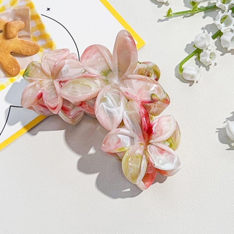 Arc-shaped Oval Grab Clip Marble Gradient Color Ponytail Bun Shark Clip High-end Hair Accessory Hair Clip