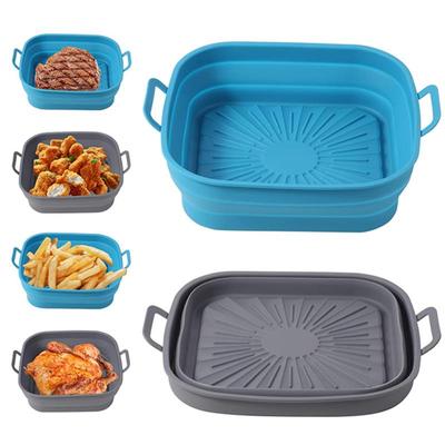 21 CM Silikon Hava Fritöz Pot Tepsi BARBEKÜ Barbekü Ped Plaka Airfryer Fırın Pişirme Kalıp Pot Gıda Güvenli Yeniden Kullanılabilir Kare Hava Fritöz Tava