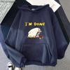 Duck I'm Done Hoodies Women's Cartoon Anime Sweatshirts Long Sleeve Winter Clothing Men Fleece Kawaii Girls Sudaderas