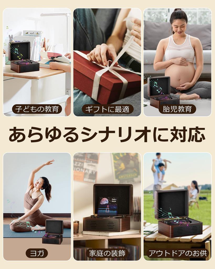 Portable CD Player with Desktop Retro Bluetooth Long Playtime USB Flash Drive Retro Record Player Remote Language Music Kids Japanese Instruction