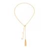 Ingemark Trendy Gold Color Imitation Pearls Tassel Necklace Women Sexy Creative Y-Shape Long Sweater Chain Party Jewelry Gifts