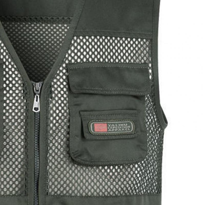 Casual Summer Sleeveless Fishing Vest Solid Color Plus Size Loose Waistcoat for Outdoor Classic Multi Pocket Photograph Vest