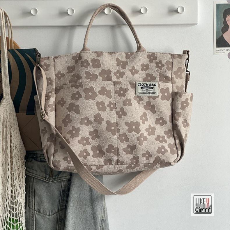 Original Handmade Thickened Artistic Canvas Tote Bag - Versatile Crossbody/Shoulder Carry for Students