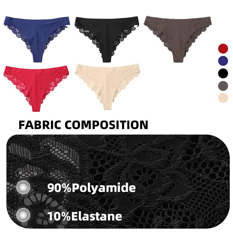 3 Stück Damen Sexy Dessous Slips Spitze Übergröße Slips Niedrige Taille Unterhosen Intimbekleidung Nahtlose Slips Seidenhöschen Damen Tangas