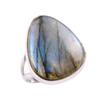 Natural Labradorite Gemstone 925 Solid Sterling Silver Jewelry Ring Size 6 M0u77
