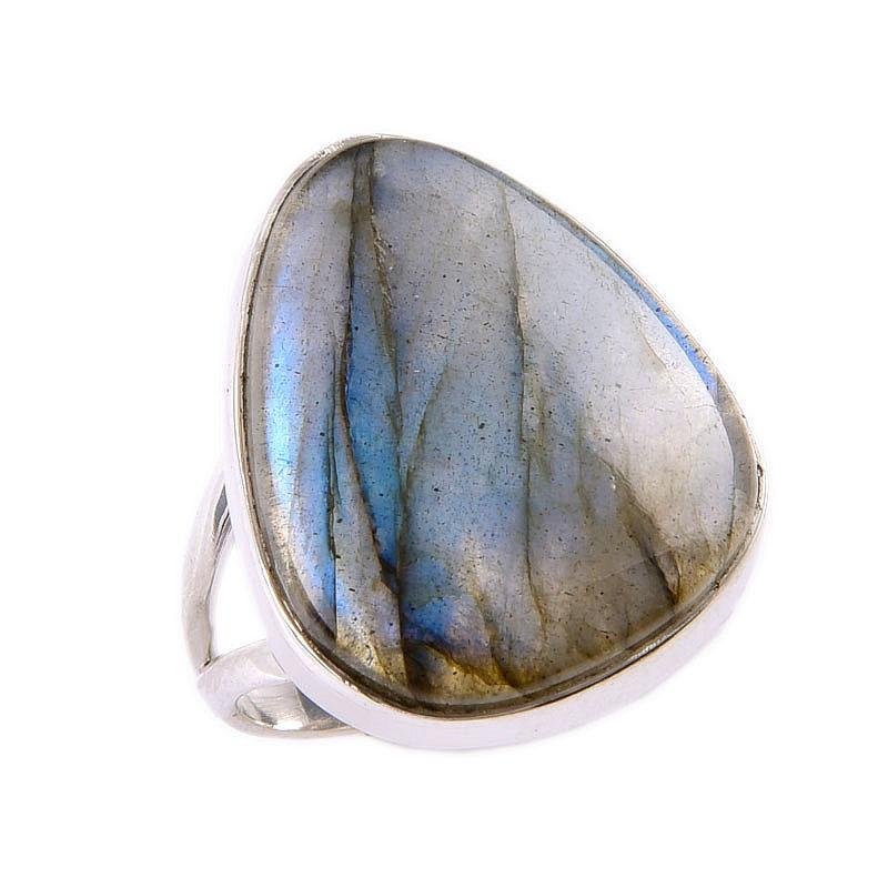 Natural Labradorite Gemstone 925 Solid Sterling Silver Jewelry Ring Size 6 M0u77