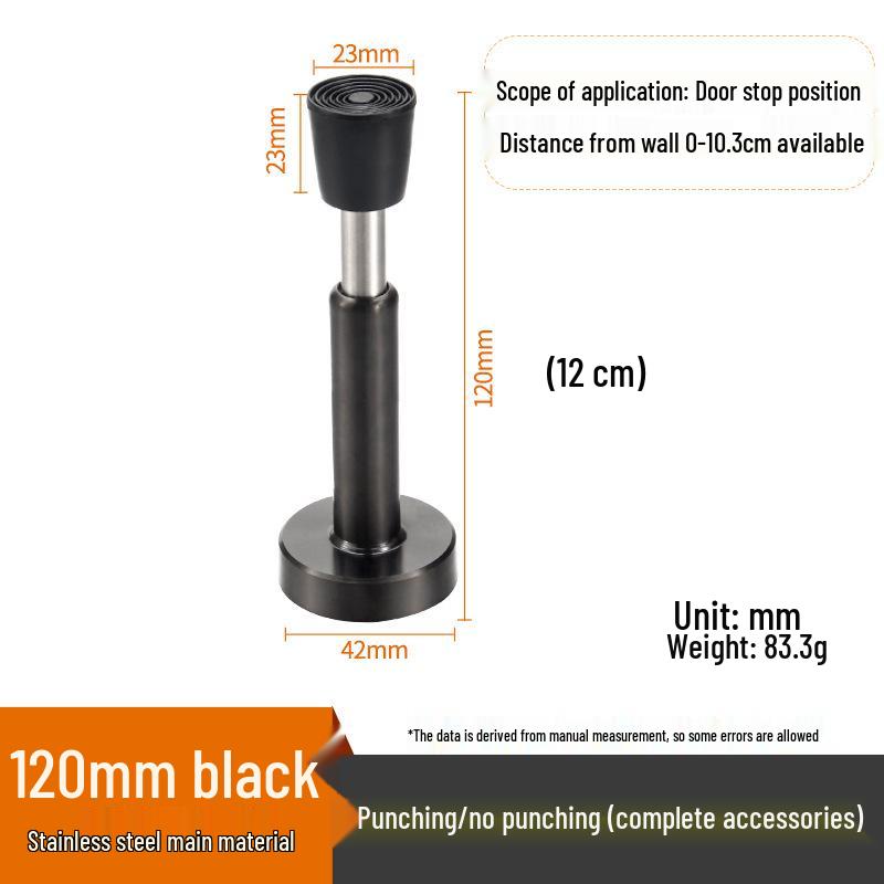 Wall-Mounted Stainless Steel Hydraulic Door Stop with Silent Rubber Buffer and Anti-Collision Bumper