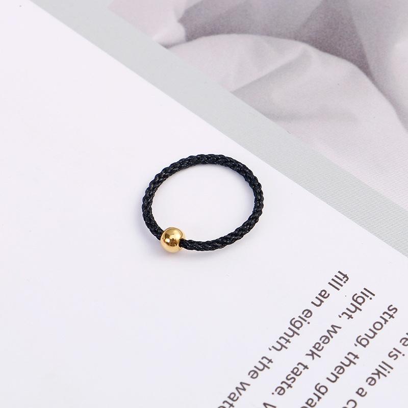 

Счастливое черно-красное плетеное кольцо для пары для женщин и мужчин золотого цвета, свадебное кольцо с бусинами для влюбленных, подарок на годовщину красный