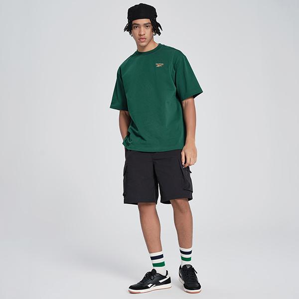 Reebok Sports Lifestyle Series Solid Color Casual Round Neck Short Sleeve T-Shirt Unisex Tops Green 24SRM421UGL1