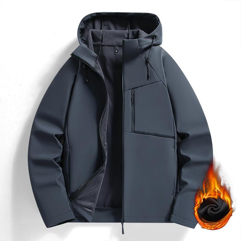 New Men's Spring and Autumn Thickened Warm Jacket Casual Versatile Hooded Jacket