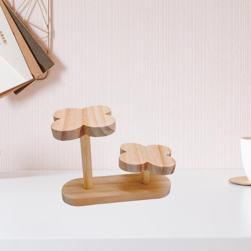 Mini Wooden Display Stand Multi Use Plant Holder Shelf Riser for Home Office Collectibles Decor