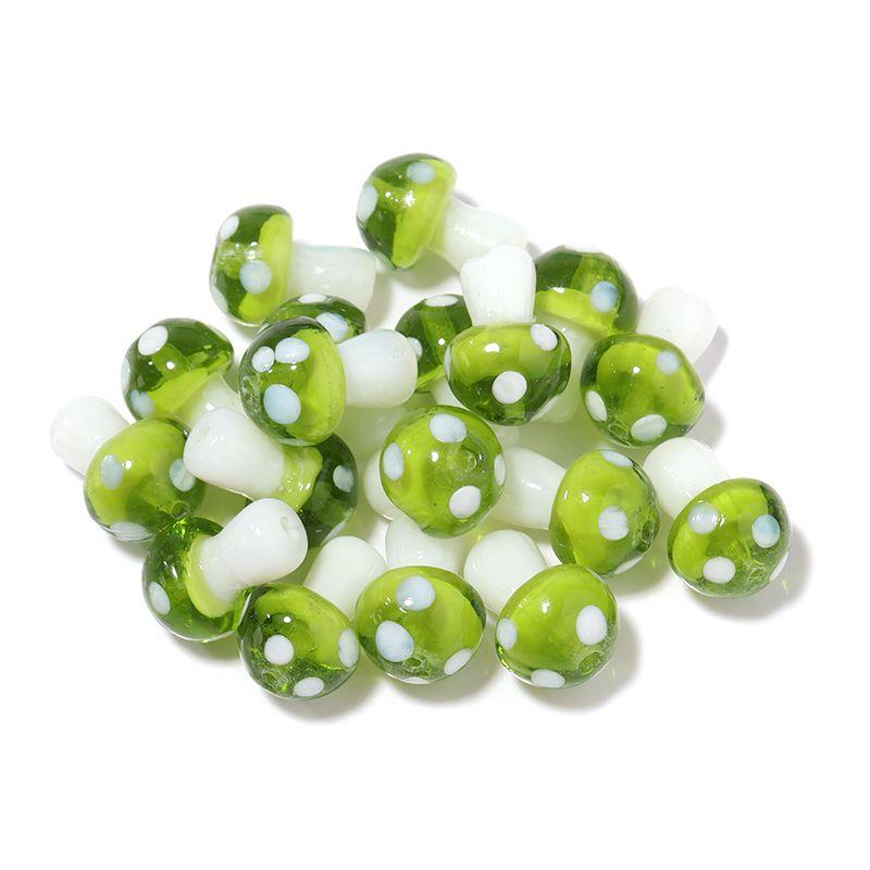 10pcs/lot Colourful Lampwork Beads Cute Mushroom Shape Loose Glass Beads For Jewelry Making DIY Craft Necklace Bracelet Findings