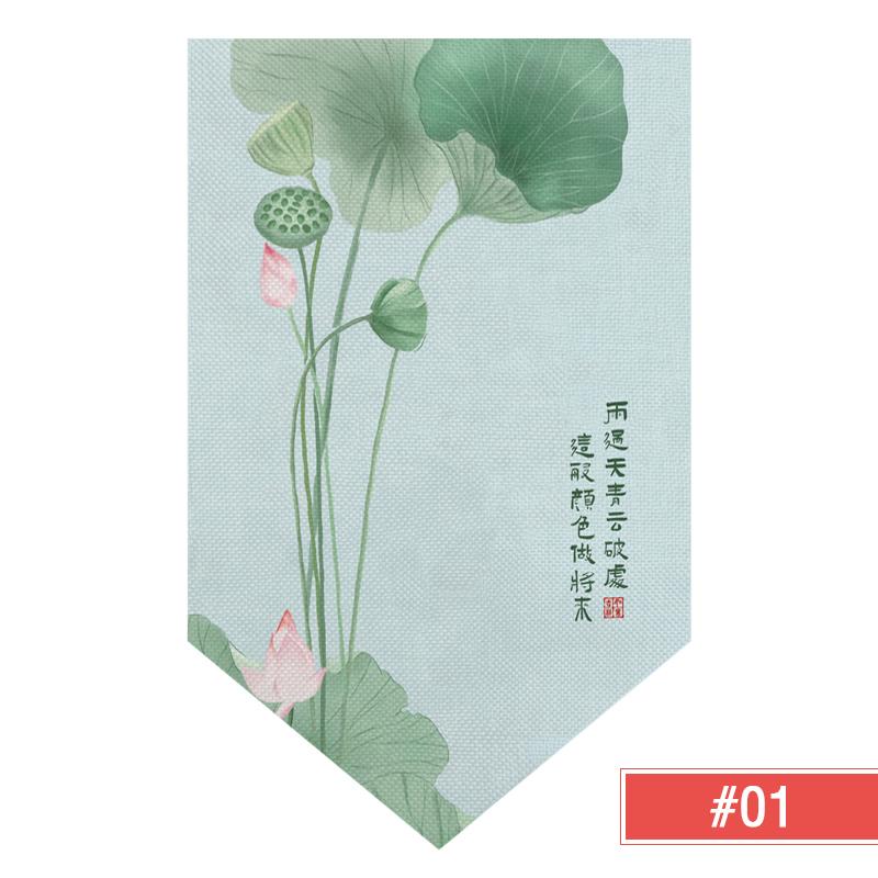 Chinese Half Curtain Ancient Style Lotus Printed Pennant Kitchen Door Short Curtain Home Bedroom Window Decor Window Shade