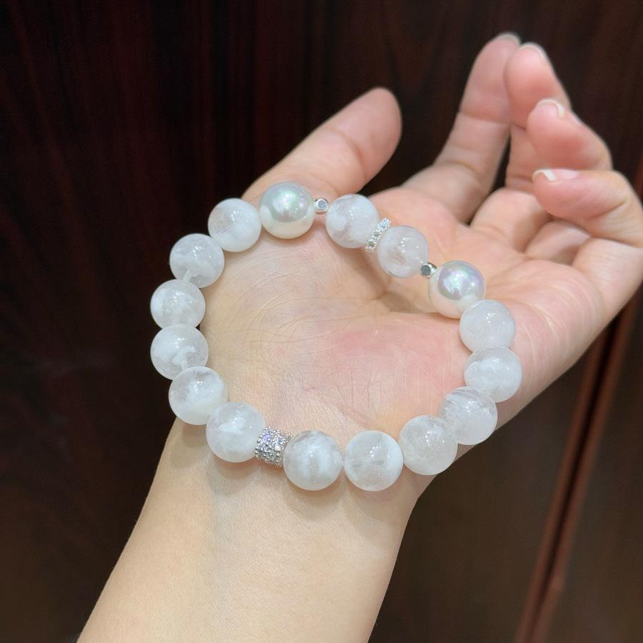 Freshwater Pearl Moonstone Zircon Beaded Bracelet Simple High-end Bracelet Fashion Versatile Temperament Jewelry