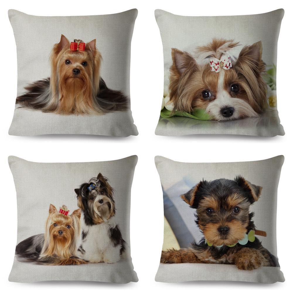 Cute MINI Dog Cushion Cover Decor Pet Animal Printed Pillowcase Polyester Pillow Case for Sofa Home Car 45*45cm