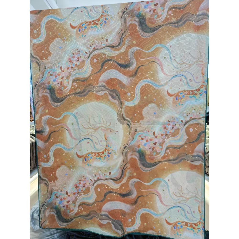 

180 * 70 Fragrant Cloud Yarn Double-Sided Long Scarf Dunhuang National Style High-End National Style Gift Shawl Silk Scarf 180*70