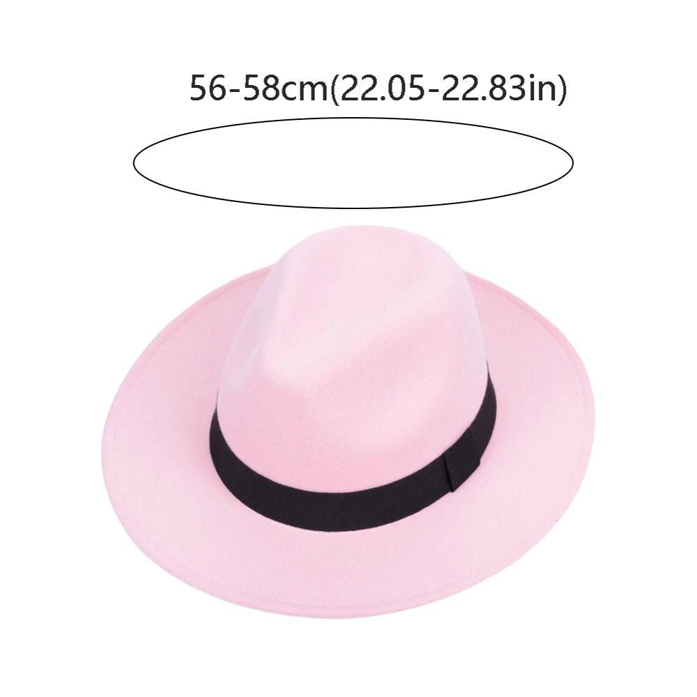 Trendy Solid Color Men's Felt Hat Elegant Classic Woolen Flat Top Hat Big Brim British Style Women Jazz Hat Church Events