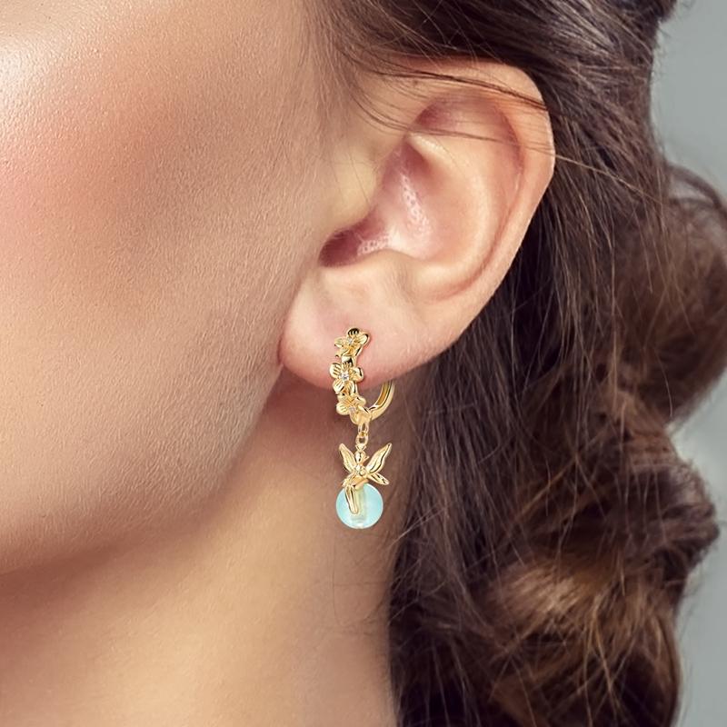 925 Sterling Silver Girl Wings Flower Tulip Earrings Star Petal Women Zircon Ear Studs Sparkling Pave Hoop Earring Jewelry Gift