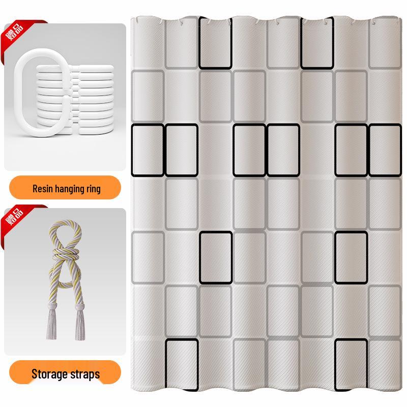 Waterproof Mildew-Proof Summer Shower Curtain with Privacy, Machine Washable