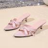Fashion 2025 New Sexy Pointed Toe Mule High Heels Women Slipper Fashion Cross Belt Solid Color Slip on Slides Summer Party Sandal Shoes