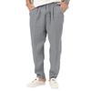 New thin section of men's fashion large size solid colour leisure drawstring cotton linen trousers breathable trousers