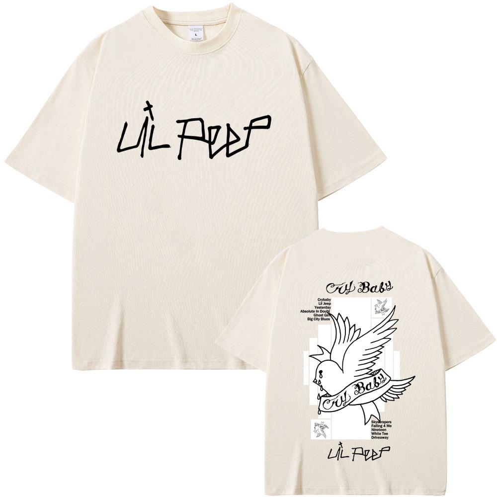 Rapper Lil Peep Crybaby Album Graphic T Shirt Men Women Hip Hop Fashion Tshirts Male Casual Vintage Oversized Short Sleeve Tees