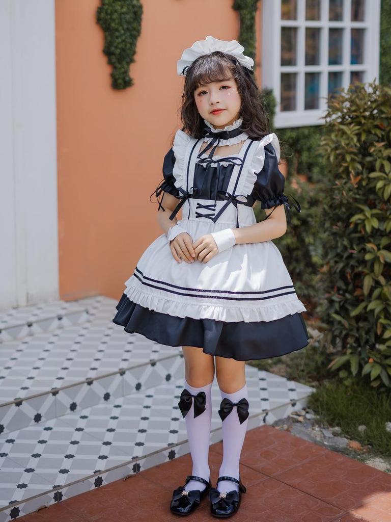 Japanese Black Maid Lolita Dress for Girls - Cute Princess Costume