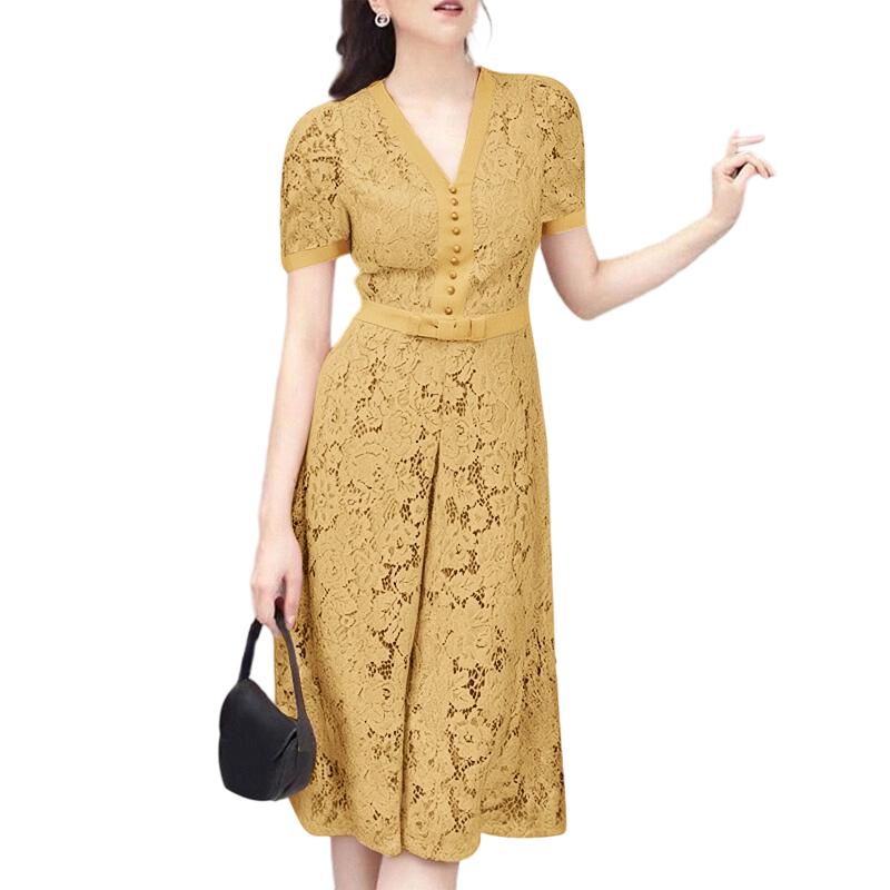 

ZANZEA Женское повседневное летнее платье с кружевной вышивкой и пэчворком, с коротким рукавом 5XL хаки