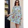 Spring and Autumn Women's Dress Printed Fashion Loose Cake Dresses Hundred Long Sleeve Dress