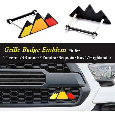 Tri-Color Grille Badge Emblem Decoration Accessories Car Truck Label Compatible for Tacoma 4Runner Tundra Sequoia Rav4 Highlander (Mountain