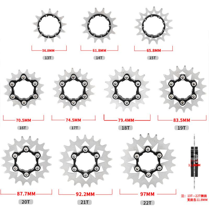 Aluminiumlegierung Mountainbike Fahrrad Freilauf 13/14/15/16/17/18/19/20/21/22 Zähne Einzelgeschwindigkeit Ritzel