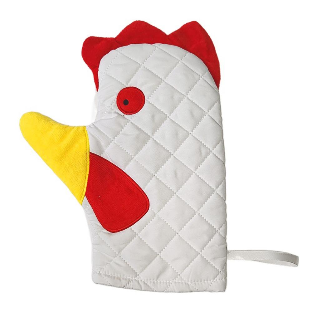 Heat Resistant Rooster Trim Oven Mitts Cotton Lined Kitchen Gloves Microwave Mitts  Cooking