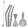 Set de bar pentru cocktailuri cu craniu:Shakere Boston cu Greutate Craniu, Strecurătoare Cocktail Craniu, Măsură Cocktail Craniu, Linguriță Craniu,