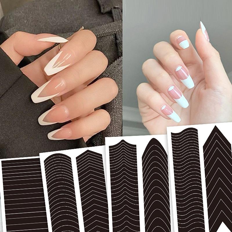 French Manicure Edge Auxiliary Nail Sticker Wavy Line Diy Nail Art Tips Guides Stickers Stencil Strips Nail Tools Decoration