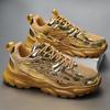 Fashion Gold Men's Running Shoes Reflective Designer Sport Shoes Man Breathable Mesh Trainers Men's Running Sneakers Big Size 46