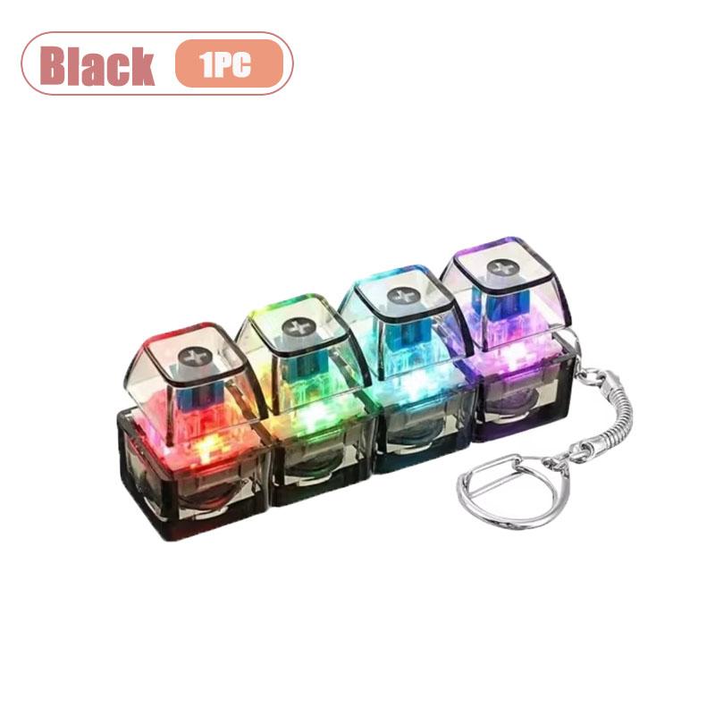 Mechanical Keyboard Switch Tester Keychain Fidget with LED Light DIY Keycap Stress Relief Clicker for Office Desk Anxiety Gift