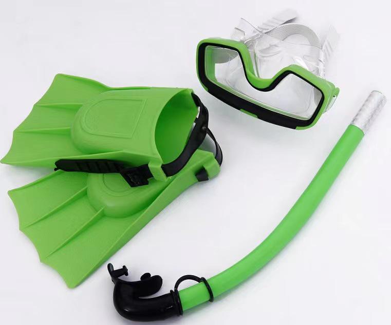 Kids  Snorkeling Set: Swim Mask, Goggles & Fins Size 25-30