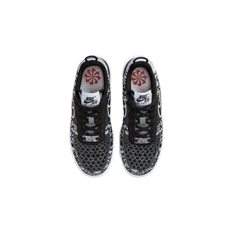 Nike Air Force 1 Flyknit NN GS Low Top Skate Shoes Black White DM1060-001