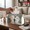 2D Flat 1pc, Tissue Box. Two Sheep Kissing Pattern Napkin Dispenser, Reusable, Daily Desktop Tissue Storage Box, Suitable for Kitchen, Living Room, Be