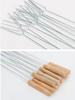 D2 5Pcs Barbecue BBQ Fork Needle Tools Accessories U Wooden Handle Ham Fork Camping Roasting Skewers Chicken Wings Forks Sticks