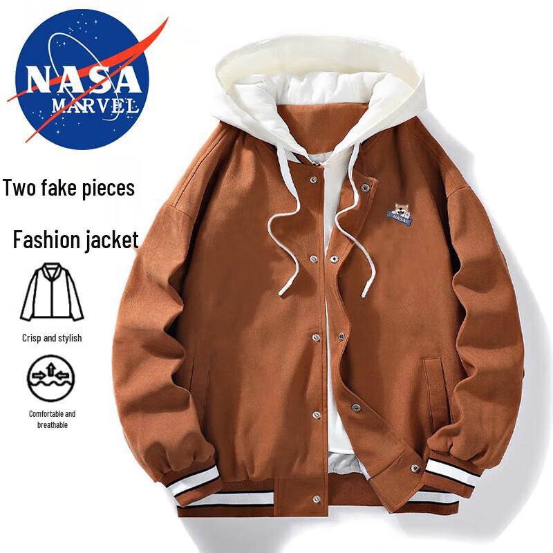 NASA MARVEL Trendy Hooded Faux Two-Piece Jacket