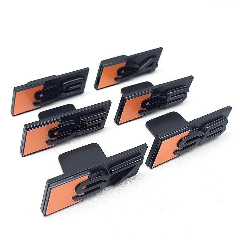 Insignia Emblema Pegatina Logo S3 S4 S6 S7 S8 S5 ABS Amarillo Azul Negro 3D para Parrilla Delantera de Coche Accesorios Q1 S3 S4 S5 S6 S7 S8