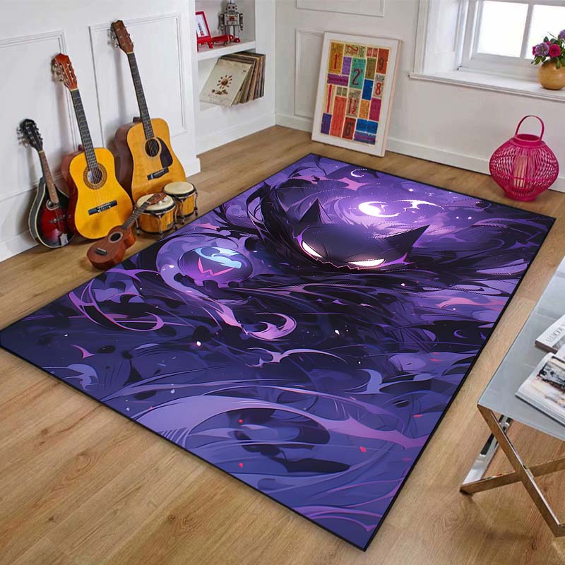 Best Seller! P-Pokemon Cartoon Carpets with Gengar Printed, Living Room Bedroom Floor Mat Balcony Garden Non-Slip Rug Great Gift