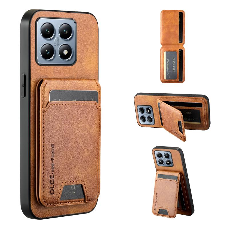 

For Magsafe Magnetic Wallet Card Slot Holder Solid Color Leather Phone Case For Xiaomi 15 Pro 13 11 12 14 11T 12T 13T 14T Pro xiaomi 14T pro