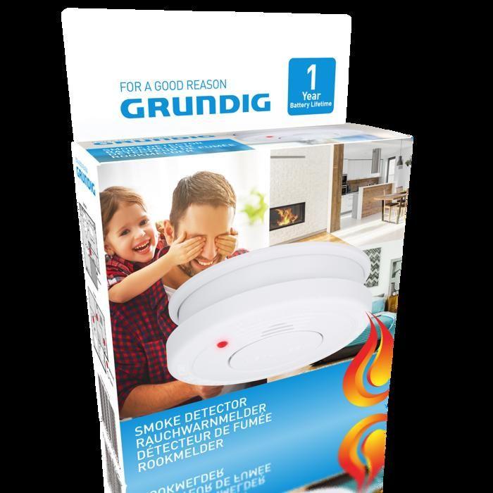 Détecteur de fumée/Alarme de fumée Grundig en blanc
