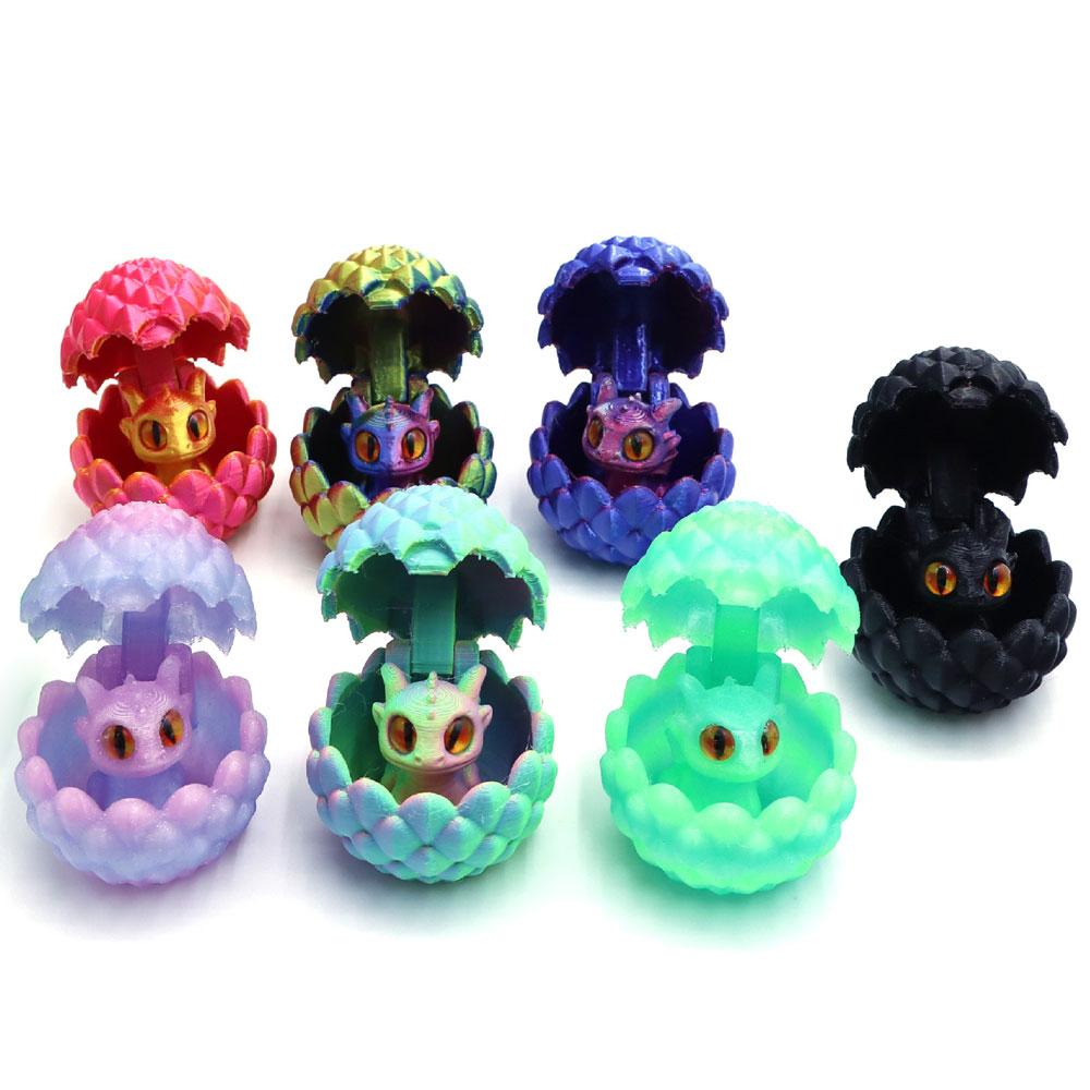 3D Printed Toys Artistic Dragon Egg Statue Small Hatching Dragon Figure Modern Home Decoration Miniature Desk Decor Christmas